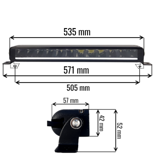 Светодиодная балка однорядная 90 Вт Slim (OSRAM) дальний свет/водительский свет с ДХО