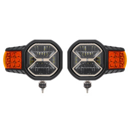 Светодиодные фары головного света для спецтехники 100 Вт с обогревом 16100W (DHO) (Комплект 2шт)