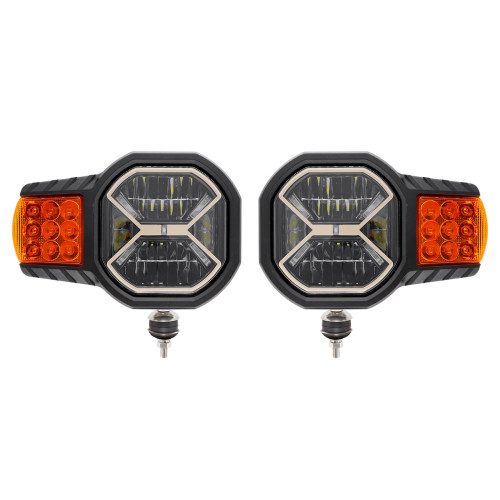 Светодиодные фары головного света для спецтехники 100 Вт с обогревом 16100W (DHO) (Комплект 2шт)