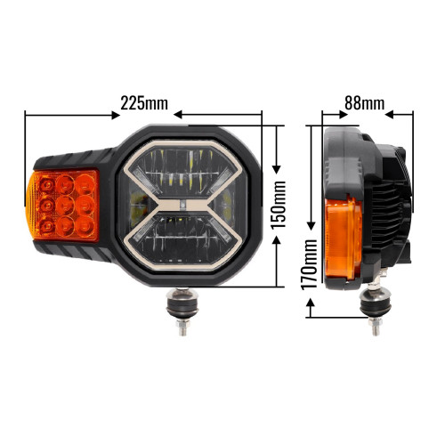 Светодиодные фары головного света для спецтехники 100 Вт с обогревом 16100W (DHO) (Комплект 2шт)