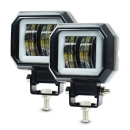 Квадратные LED фары дополнительного света комплект с ДХО 40 Вт 