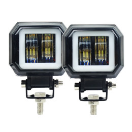 Квадратные LED фары дополнительного света комплект с ДХО 40 Вт 