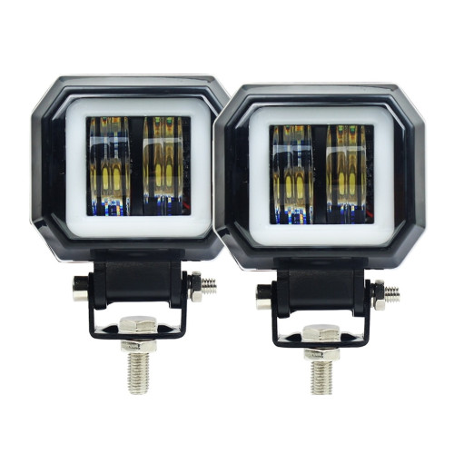 Квадратные LED фары дополнительного света комплект с ДХО 40 Вт 