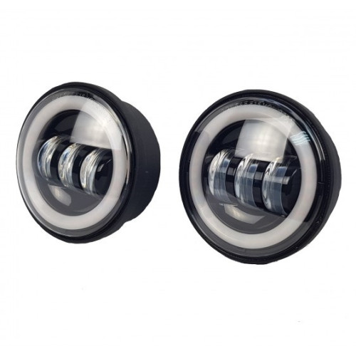 LED противотуманные фары.Комплект 4,5" по 30 Вт с дхо и поворотниками