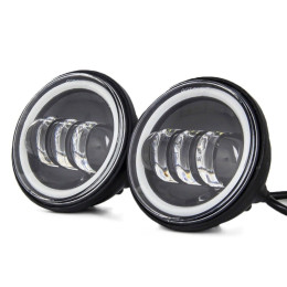 Светодиодные ПТФ комплект 4,5" по 30 Вт с кольцом Halo (ДХО и поворотники) 