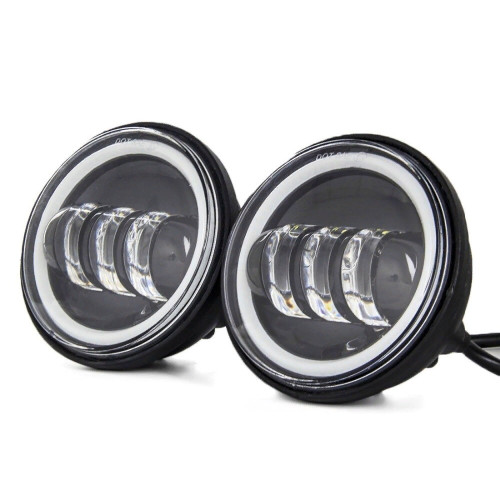 Светодиодные ПТФ комплект 4,5" по 30 Вт с кольцом Halo (ДХО и поворотники) 