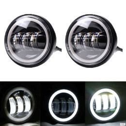 Светодиодные ПТФ комплект 4,5" по 30 Вт с кольцом Halo (ДХО и поворотники) 