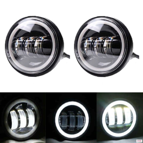 Светодиодные ПТФ комплект 4,5" по 30 Вт с кольцом Halo (ДХО и поворотники) 