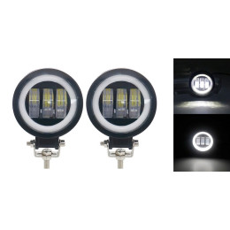 Светодиодные фары дополнительного света комплект с ДХО 60 Вт круглые