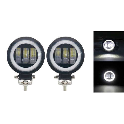 Светодиодные фары дополнительного света комплект с ДХО 60 Вт круглые