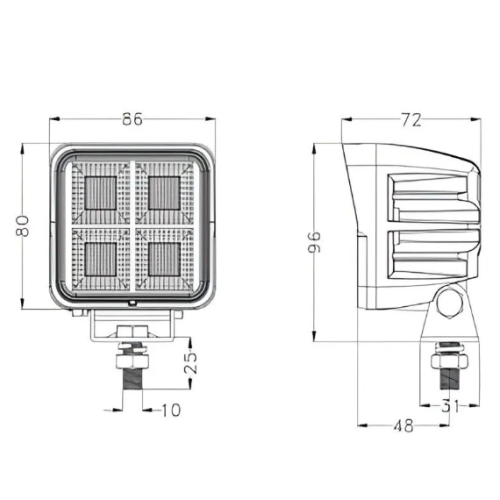Светодиодная фара рабочего света 80 Вт (Wide Flood) 1180SF (EMC)
