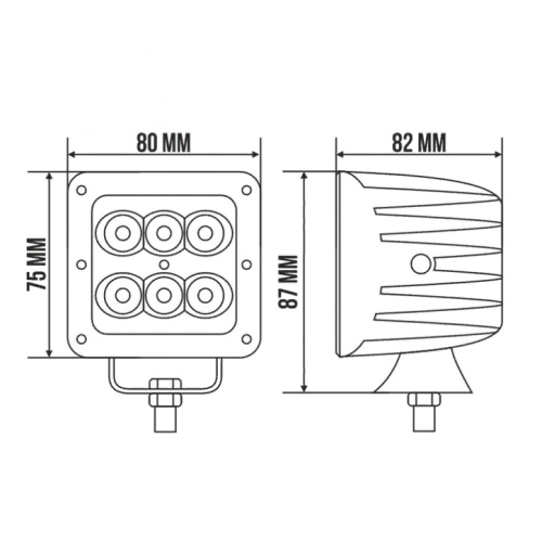 Светодиодная фара рабочего света 18 Вт квадратная (Flood)