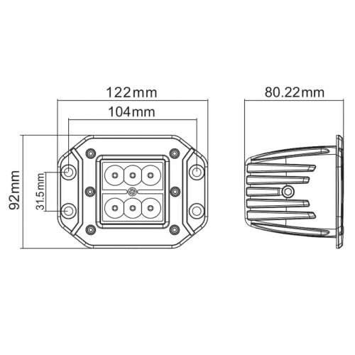 Светодиодная фара рабочего света 18 Вт врезная (Spot) 