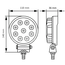 Светодиодная фара рабочего света 27 Вт круглая (Flood)