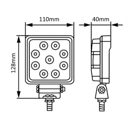 Светодиодная фара рабочего света 27 Вт квадратная (Flood)