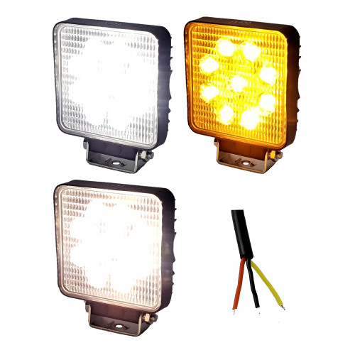Светодиодная фара рабочего света квадратная двухцветная 27 Вт широкое пятно