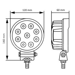Светодиодная фара рабочего света PRO 27 Вт круглая (Flood)