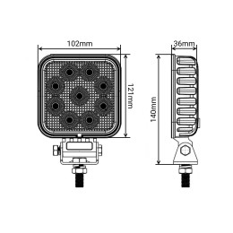 Светодиодная фара рабочего света квадратная двухцветная 27 Вт широкое пятно
