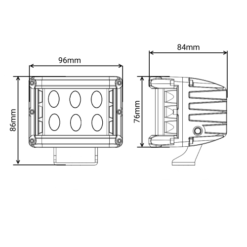 Светодиодные фары рабочего света 90 Вт с боковым засветом (комплект 2 шт, Combo) 