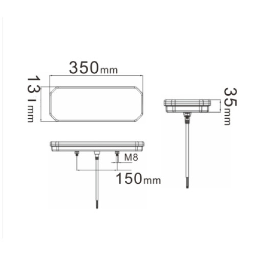 Светодиодный фонарь универсальный 19,2 Вт для прицепов левый (катафот ромб)